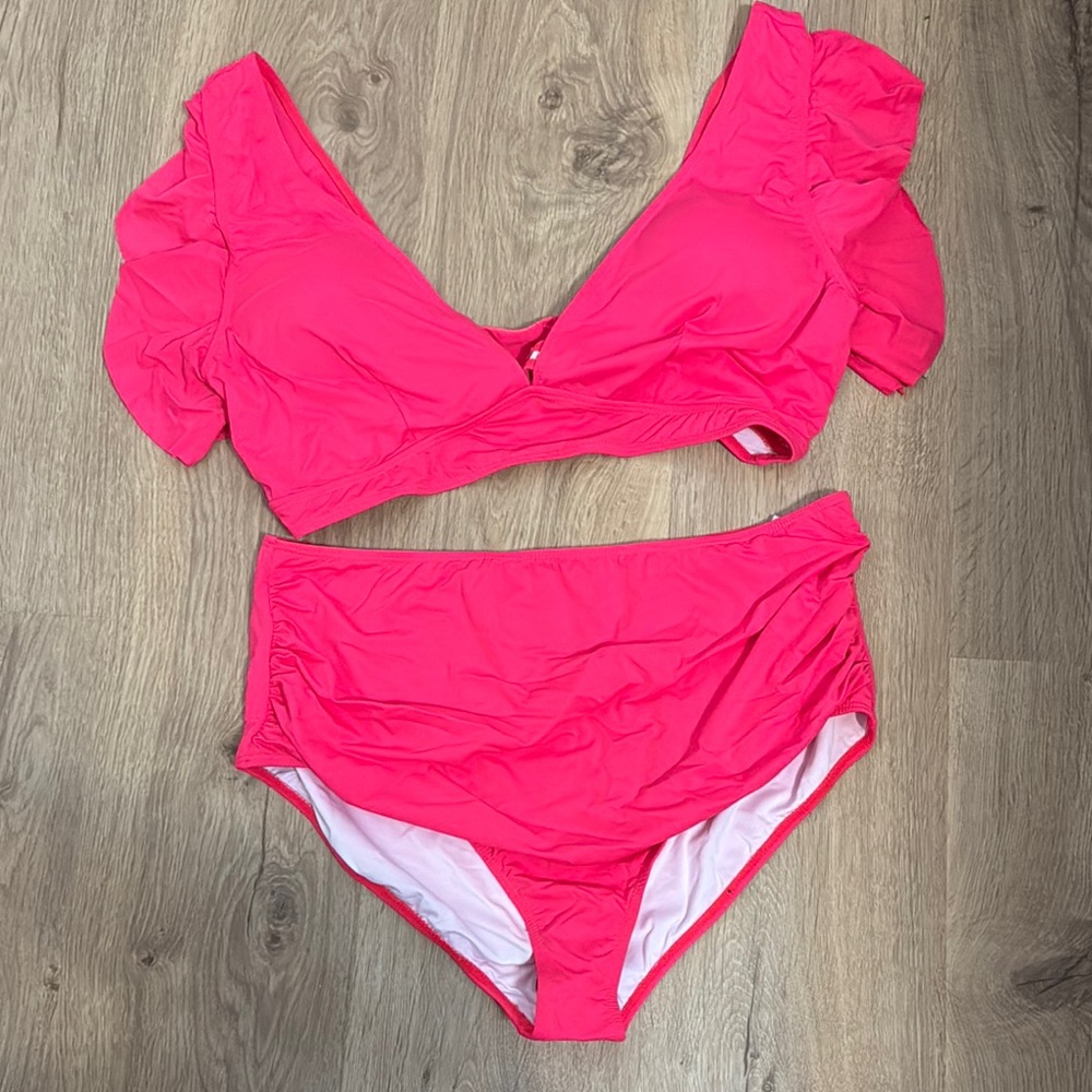 Vibrant Pink Two-Piece Swimsuit